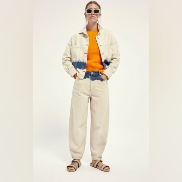 Scotch & Soda Blauw Tie Die Denim Trucker Jacket-NWT - Unisex - Picture 3 of 8